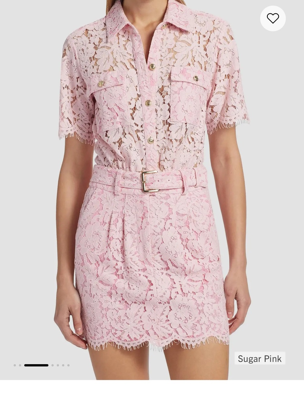 Generation Love Sugar Pink Lace Belted Mini Dress with Scalloped Hem